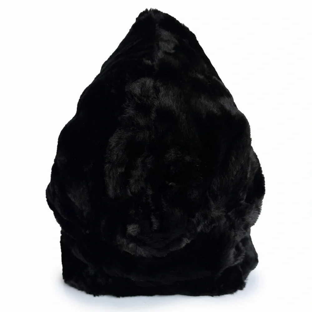 Vintage Norma Kamali OMO Black Faux Fur Sculptural Hat 1980s HTF